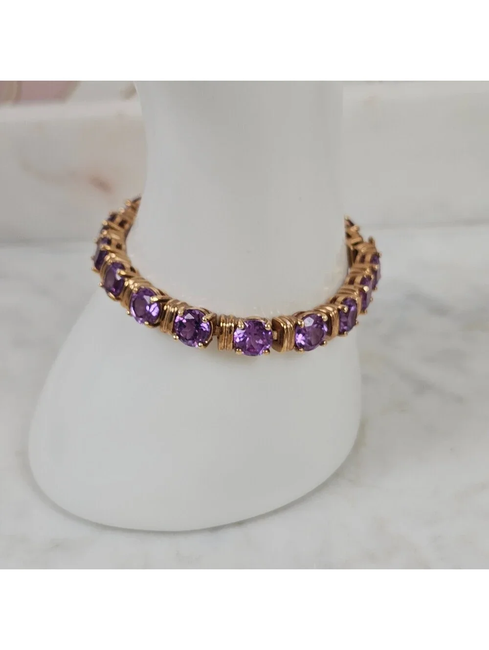 Ross Simons 925 Sterling Silver Purple Sapphire Tennis Bracelet 7